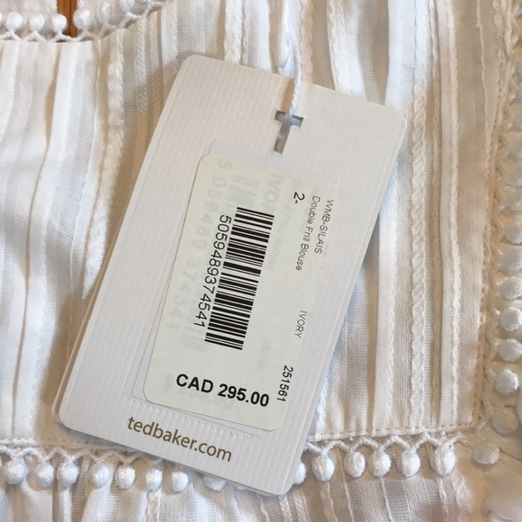 TED BAKER Silais White Double Frill Blouse Size 4-6 - Picture 9 of 12